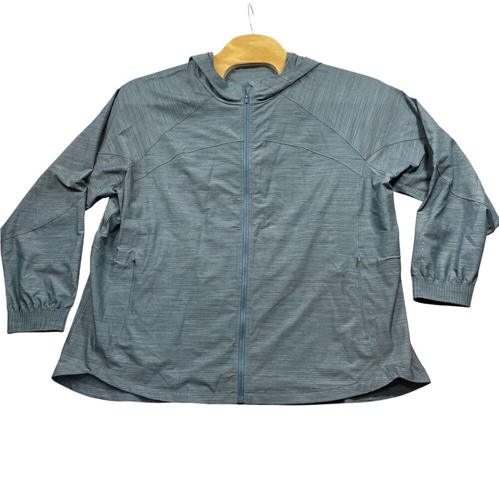 Athleta 2X Race Running Free‎ Jacket Full Zip Mesh Inserts Zip Pockets Hooded